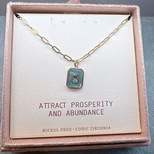 Leith NORDSTROM’S- CZ Inlay [Green] Stone Necklace  NWT